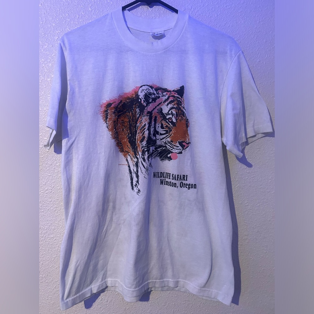 Vintage single stitch 1/1 test print Abstract Tiger / Wolf 1988 Stedman large